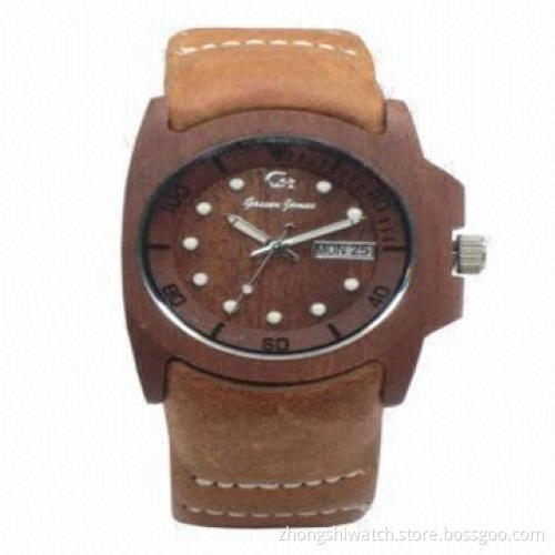 Fashionable and Elegant Business/Leisure Watch with Genuine Leather Strap
